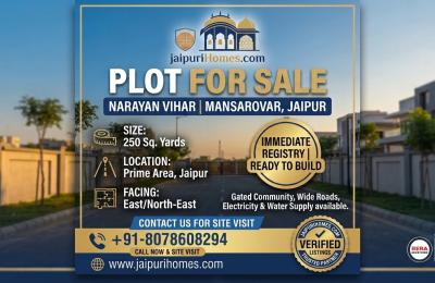 Plots for Sale in Narayan Vihar, Mansarovar Jaipur | Contact - 8078608294