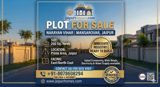 Plots for Sale in Narayan Vihar, Mansarovar Jaipur | Contact - 8078608294